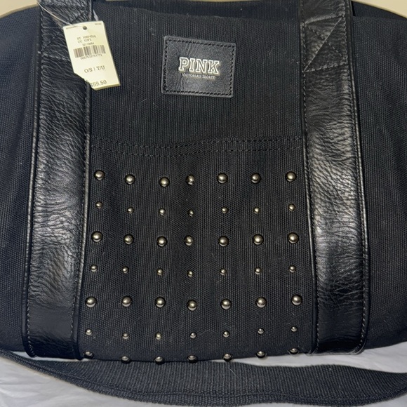 PINK Victoria’s Secret, black weekender, bag with rivets and lots of space, new - Picture 2 of 12